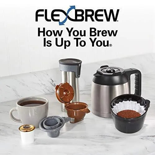 Hamilton Beach FlexBrew Thermal Coffee Maker, Single Serve & Full Pot, Compatible with K-Cup Pods or Grounds, Programmable, Black and Stainless (49966) - image 4