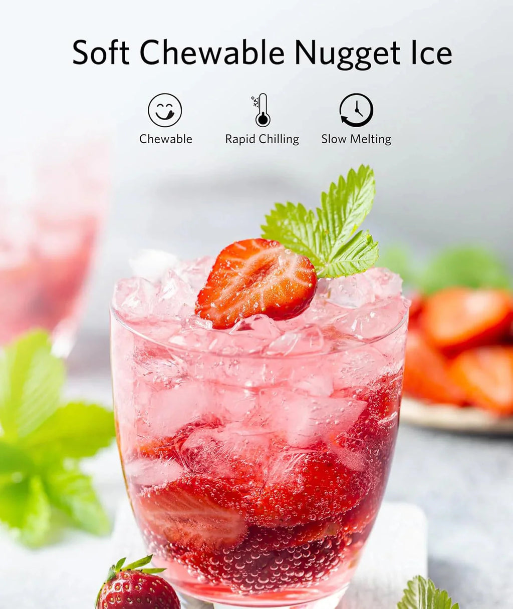 Nugget Ice Makers Countertop, Pebble Ice Makers with Soft Chewable Ice, Ready in 6 Mins, 35lbs/24H, One-Click Operation, Self Cleaning, Portable Ice Maker Machine for Home/Kitchen/RV/Camping - image 2