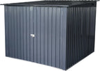 5-foot outdoor steel bicycle storage shed with a sloping roof and 4 bicycle tracks. Bicycle storage shed, black version. - image 1