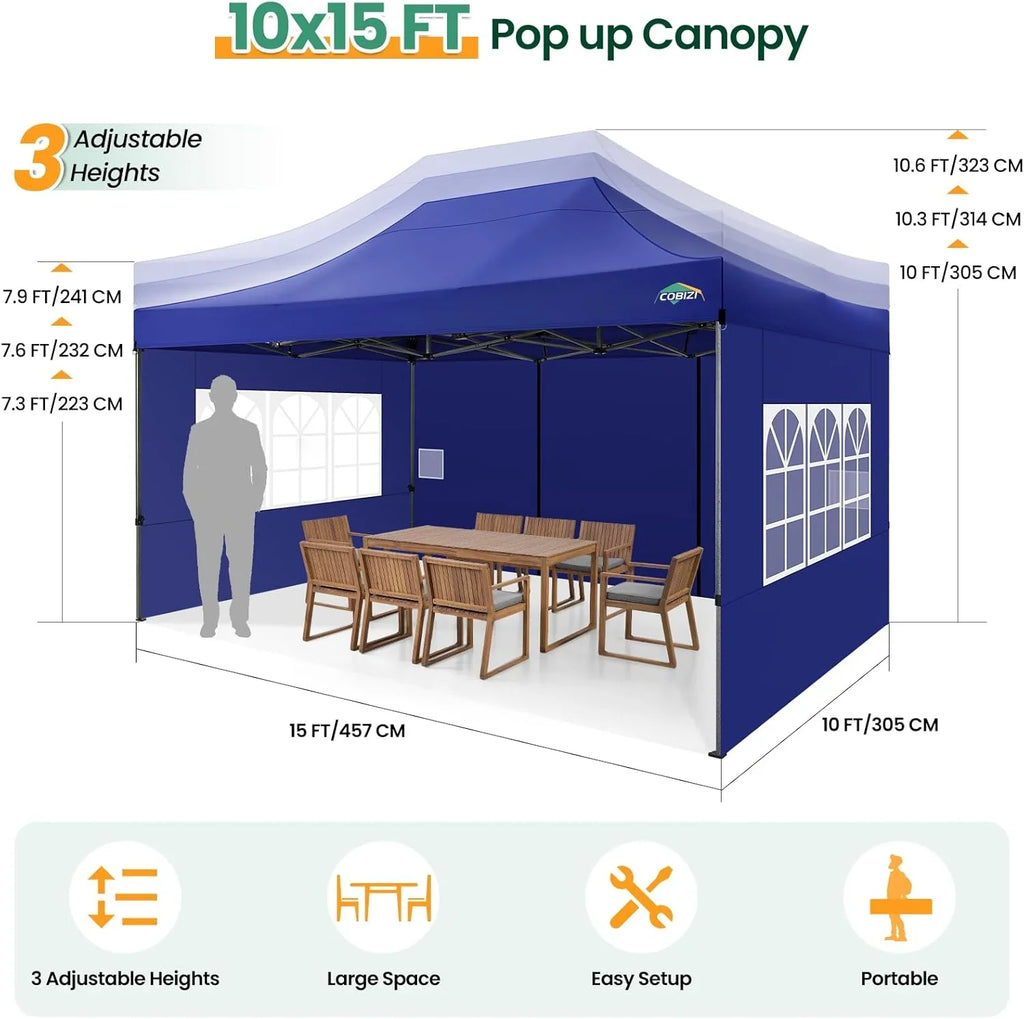 COBIZI 10x20 Heavy Duty Pop up Canopy Tent with 6 sidewalls Easy Up Commercial Outdoor Canopy Wedding Party Tents for Parties All Season Wind & Waterproof Gazebo with Roller Bag,Black(Frame Thickened) - image 124