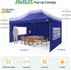 COBIZI 10x20 Heavy Duty Pop up Canopy Tent with 6 sidewalls Easy Up Commercial Outdoor Canopy Wedding Party Tents for Parties All Season Wind & Waterproof Gazebo with Roller Bag,Black(Frame Thickened) - image 124