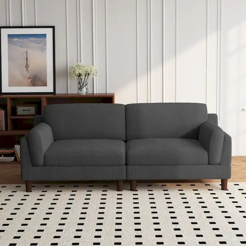90-Inch Oversized Corduroy Sofa for Living Room with Reversible Cushions - image 17
