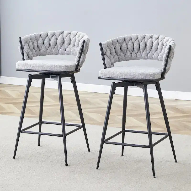 Pair of Swivel Bar Stools with Comfortable Linen Cushions - Counter Height Seating for Kitchen Islands, Dining Areas, or Pubs - image 3