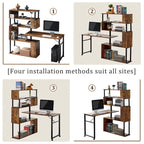 Modern Computer Desk with 5-Tier Shelves – Space-Saving Rotatable Workstation - image 15