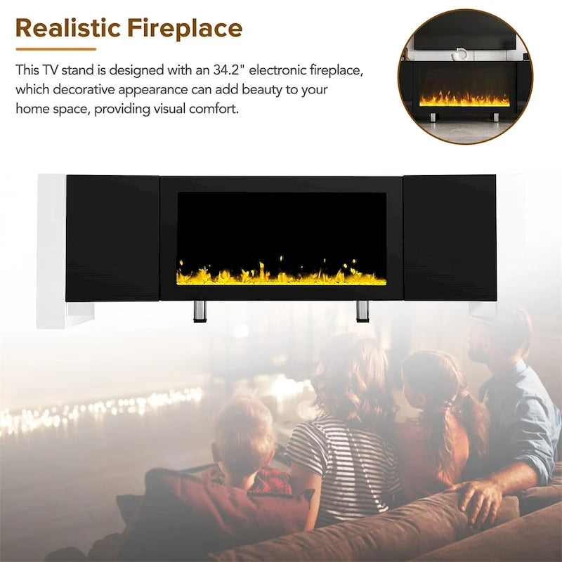 Contemporary TV Stand with Electric Fireplace - Fits TVs Up to 78 Inches - image 19