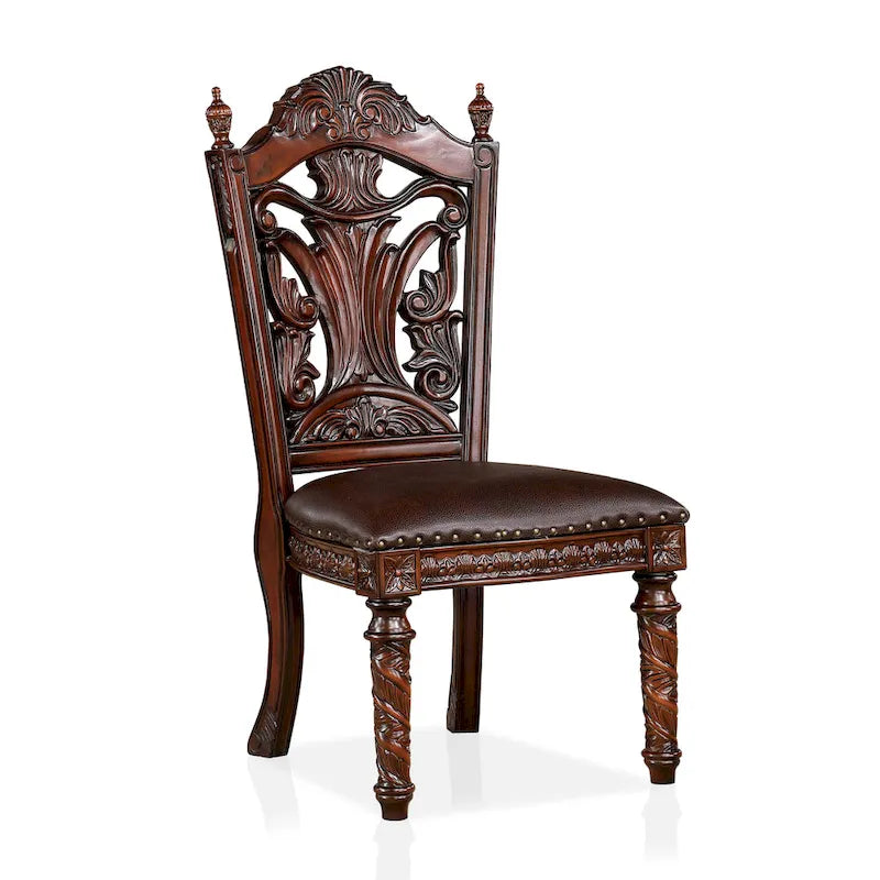 Abeena Set of 2 Traditional Cherry Solid Wood Side Chairs by Furniture of America - image 4