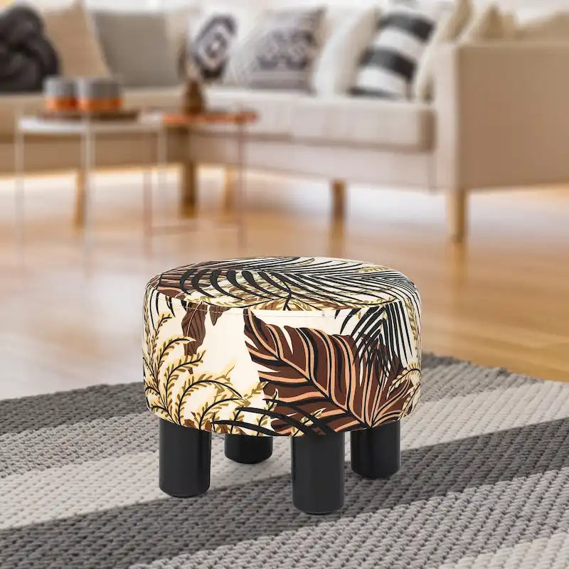 Adeco Modern Velvet Round Ottoman Footrest Stool with Padded Seat - image 10