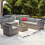 7 Pieces Outdoor Patio Furniture Sets Wicker Sectional Sofa PE Rattan Conversation Sets with Cushions - image 5