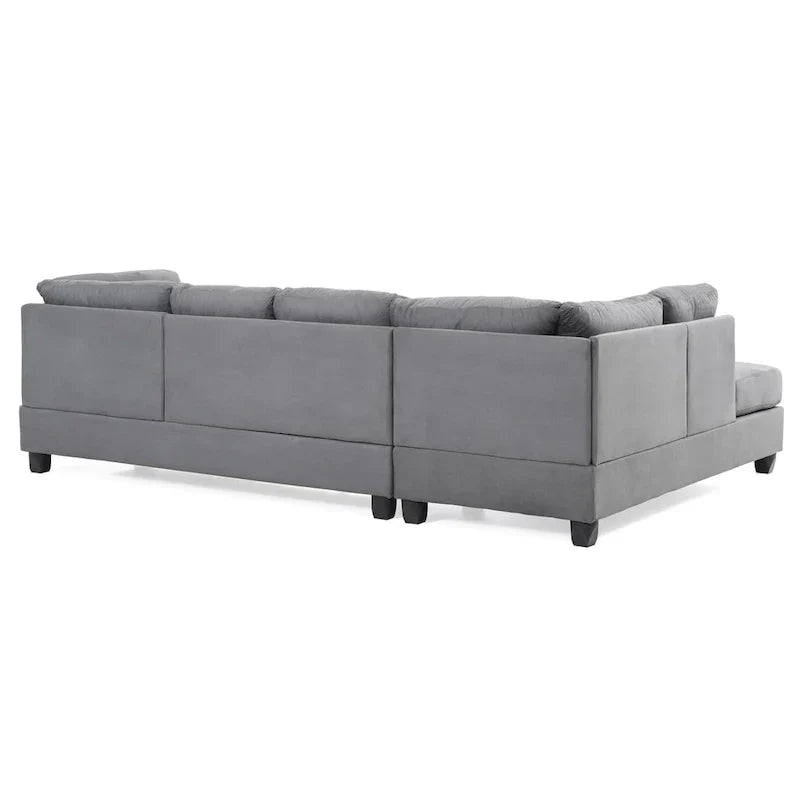 Malone 111-Inch Suede 4-Seater Sectional Sofa with Two Throw Pillows - Dimensions: 111L x 78W x 34H - image 34
