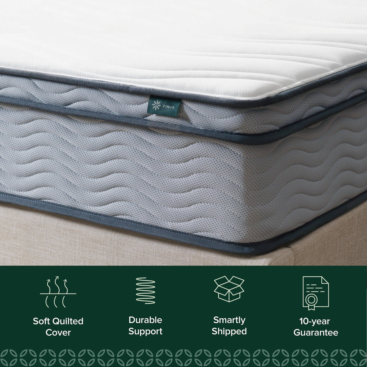 Zinus 10" Innerspring Mattress with Euro Top, Full - image 4