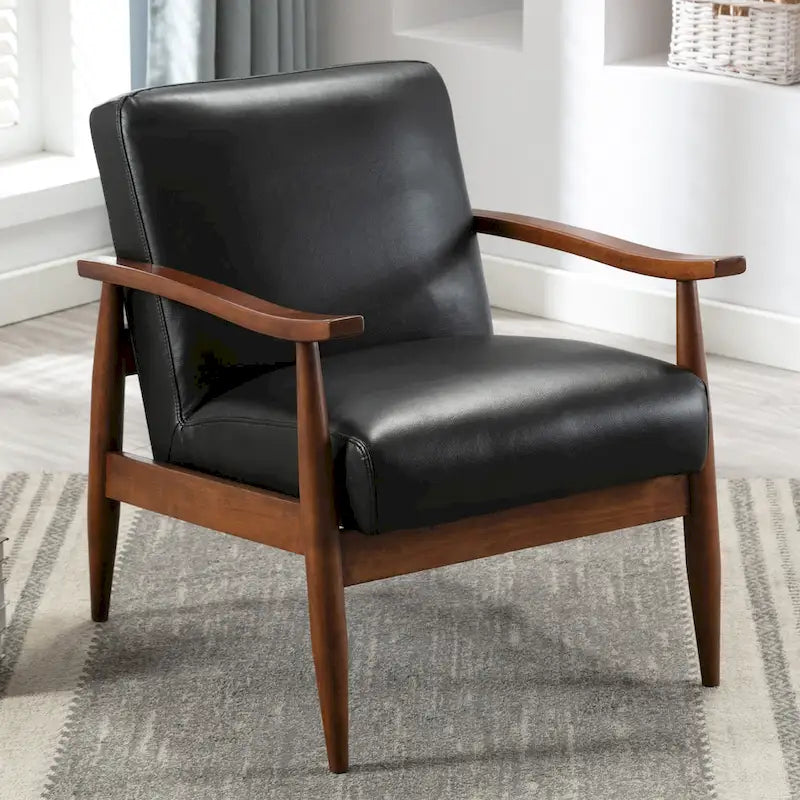 Greyson Living Anna Faux Leather Accent Chair with Wood Base - image 1