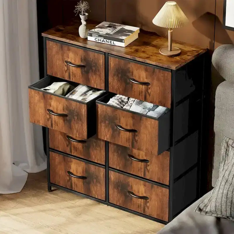 8-Drawer Tall Fabric Dresser with Wood Top and Sturdy Steel Frame - Stylish Bedroom Storage Solution - image 15