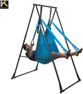 Air Yoga Equipment Set Includes: Blue Aerial Yoga Hammock and The Height-Adjustable Foldable Sturdy Durable KT Yoga Swing Stand Frame - image 1