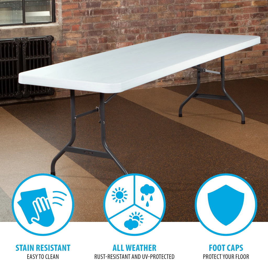 Lifetime Combo Set of (4) 8 - Foot Rectangle Folding Tables & (32) Chairs, Indoor/Outdoor Use, White (80147) - image 12