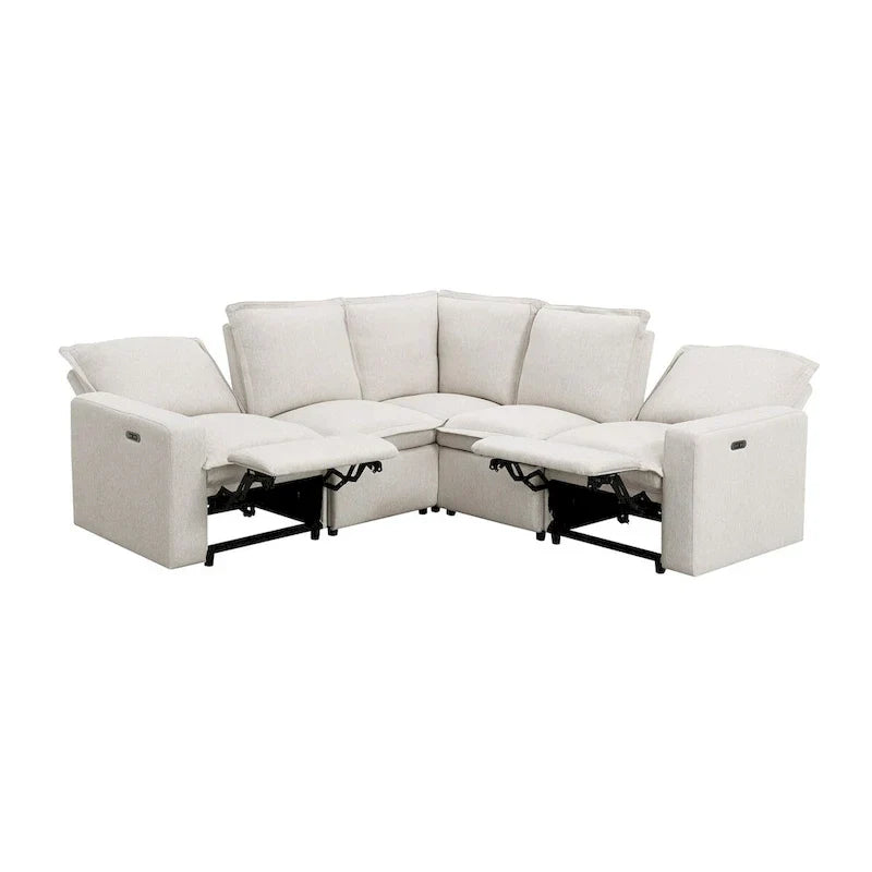 Linen Upholstered Power Recliner L-Shaped Sectional Sofa with USB Port - Soft Home Theater Seating for Living Room - image 10
