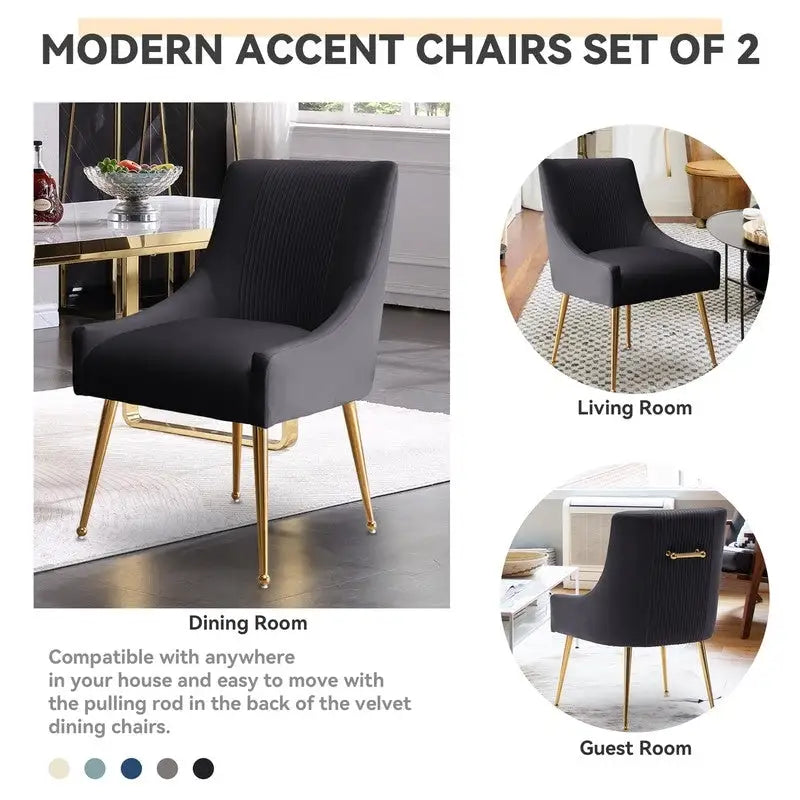 SEYNAR Set of 6 Modern Glam Boucle Velvet Dining or Vanity Chairs with Rear Handle - image 23
