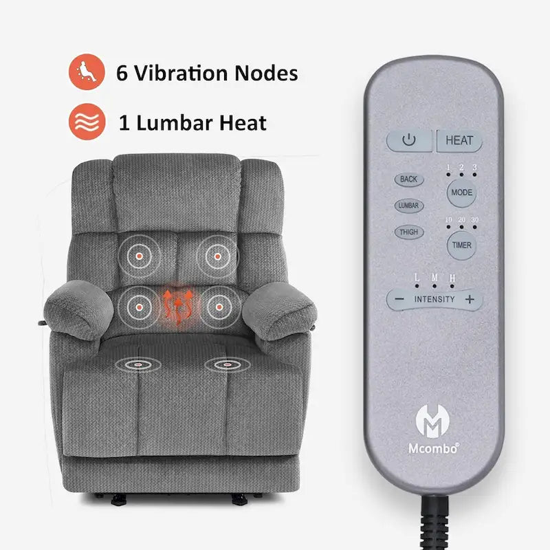MCombo Heated Massage Electric Recliner Chair for Living Room - Fabric R6233 - image 10