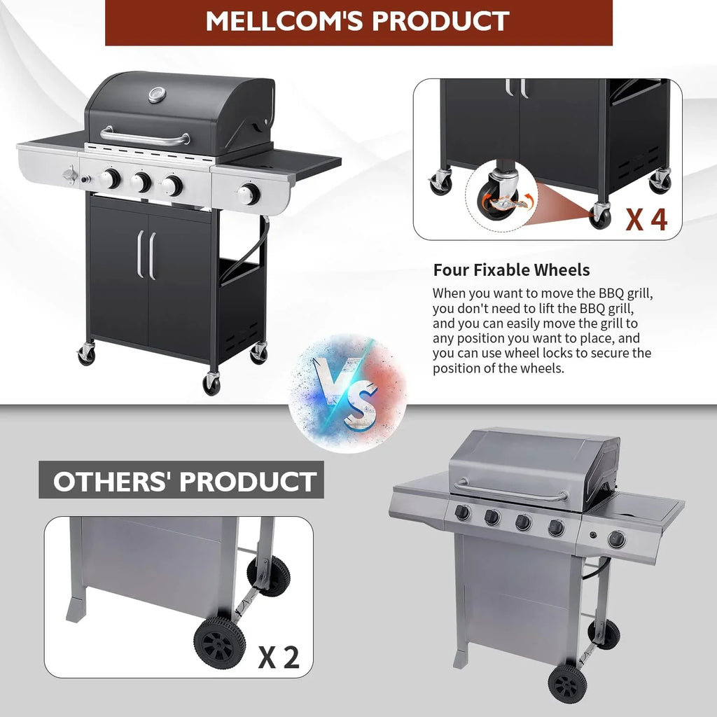 Upgraded 4 Burner BBQ Propane Gas Grill with Cast Iron Grates & Side Stove, 44,000 BTU Stainless Steel Burner Barbecue Grill for Patio, Camping, Outdoor Cooking. - image 33