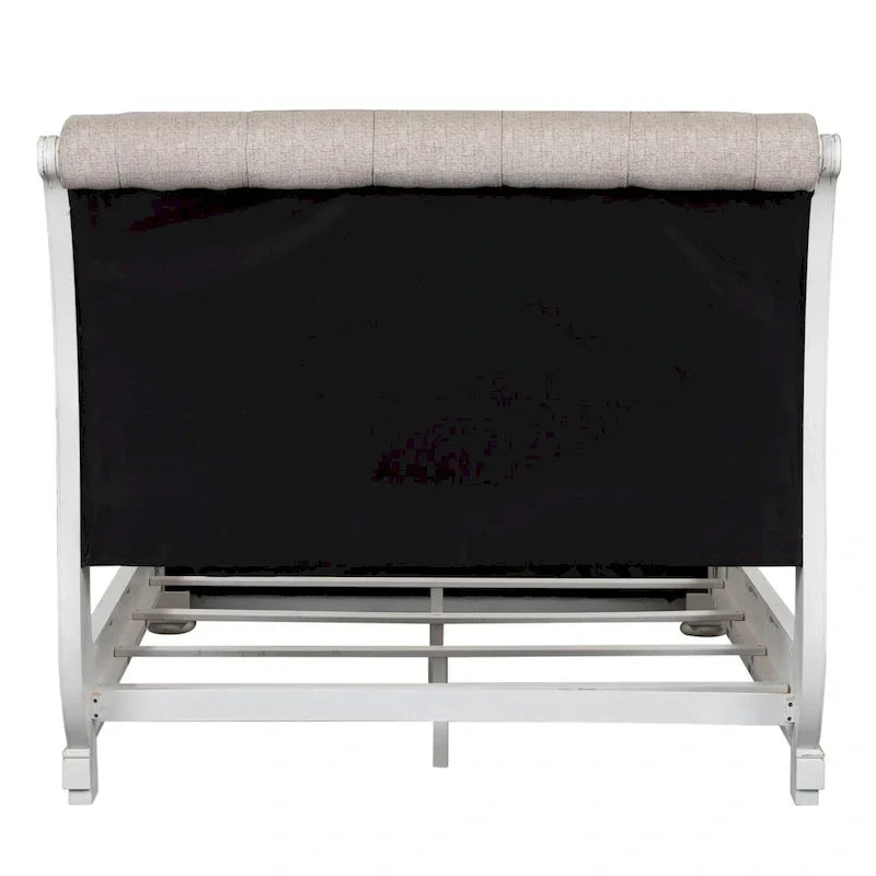 Antique White King Sleigh Bed with Upholstered Design from Magnolia Manor - image 6
