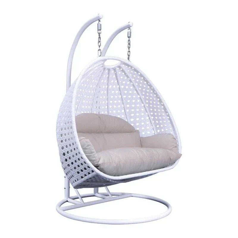 LeisureMod 2 Person Hanging Egg Chair with Stand - Outdoor/Indoor Rattan Wicker Patio Swing Hammock Lounger with Cushions - image 36