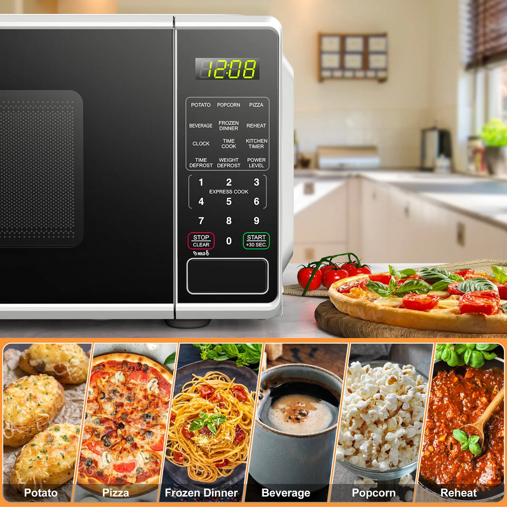 Mainstays 0.7 Cu. Ft. Countertop Microwave Oven, 700 Watts, White, New - image 8