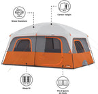 CORE Straight Wall Cabin Tents / 10 Person / 11 Person / 12 Person Large Multi Room Family Tents for Car Camping & Outdoor Adventures - image 13