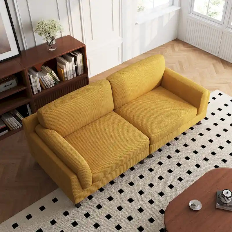 90-Inch Oversized Corduroy Sofa for Living Room with Reversible Cushions - image 5