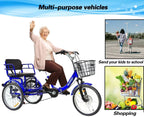 Tricycle 7 Speed, 20 inch 3 Wheel Bikes Folding Tricycle for Adults Star Strip Blue - image 2