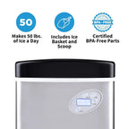 Newair Portable Ice Maker 50 lb. Daily, 12 Cubes in Under 7 Minutes - Compact Countertop Design - 3 Size Bullet Shaped Ice - for Kitchen/Office/RV/Bar - Stainless Steel - image 11