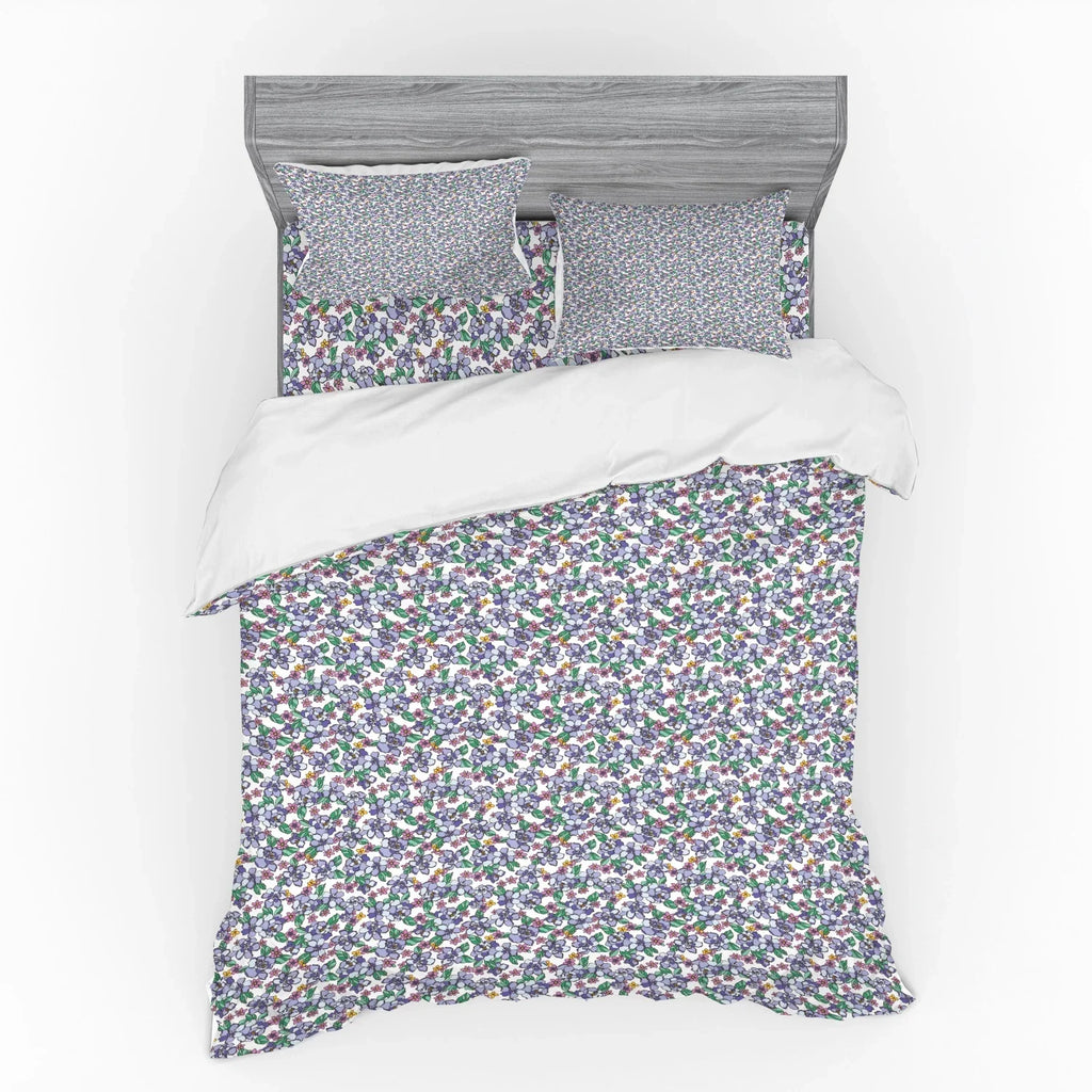 Floral Duvet Cover Set, Colorful Spring Blossom Flowers Repetitive Hand Drawn Like Pattern, Bedding Set with Shams and Fitted Sheet, 3 Sizes - image 2