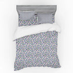Floral Duvet Cover Set, Colorful Spring Blossom Flowers Repetitive Hand Drawn Like Pattern, Bedding Set with Shams and Fitted Sheet, 3 Sizes - image 2