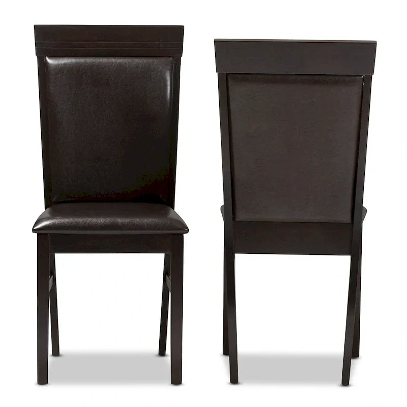 Modern Dark Brown Faux Leather Dining Chair Set by Baxton Studio - image 3