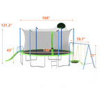 12FT Trampoline with Slide, Swings, SEGMART Recreational Trampoline with Basketball Hoop and Ladder, Heavy Duty Outdoor Backyard Trampoline with Net for Kids and Adults, Green - image 13