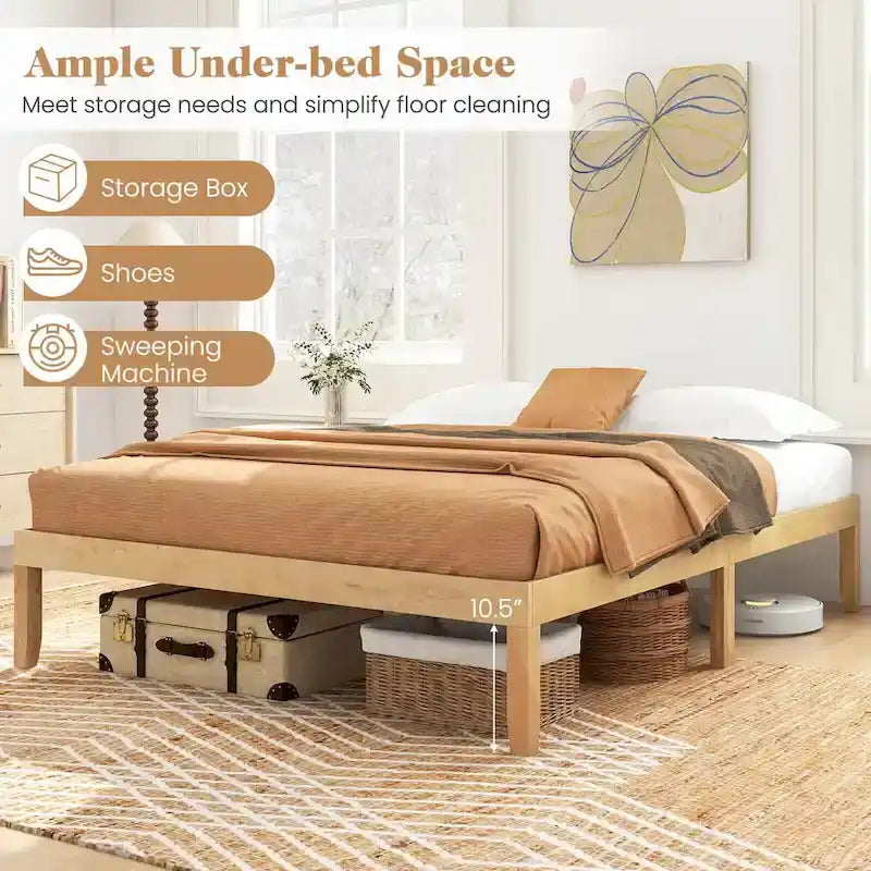 Costway 14-Inch Wooden Platform Bed Frame for Twin, Full, and Queen Sizes with Rubber Support - image 10