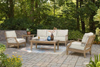 Signature Design by Ashley Clare View Coastal Outdoor Patio Eucalyptus Sofa with Cushions, Beige - image 39