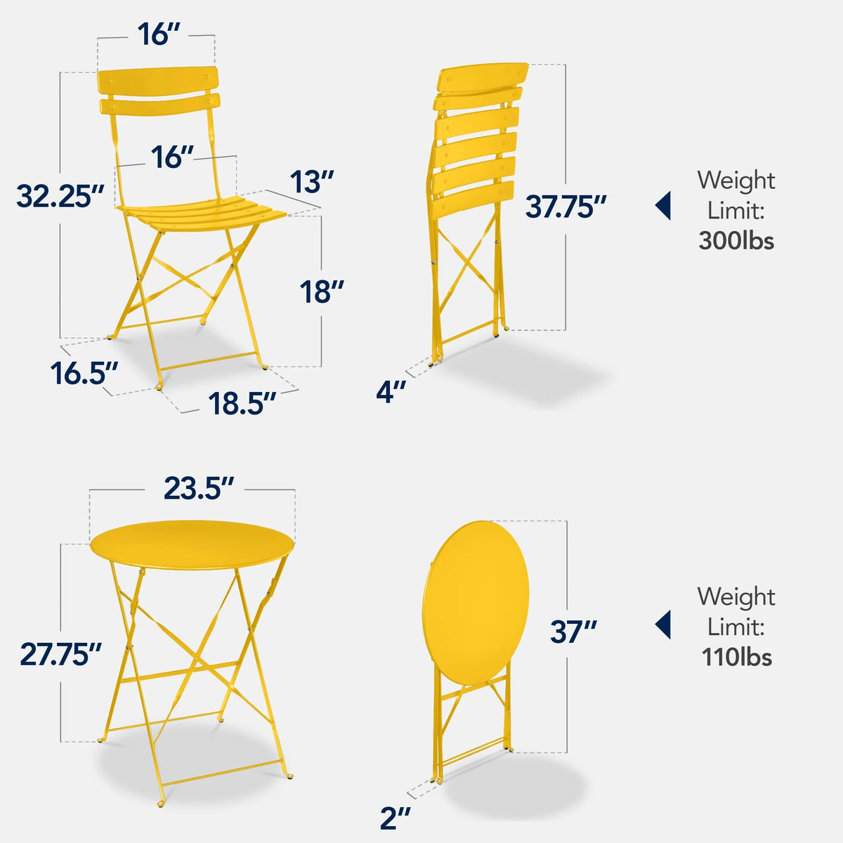 Best Choice Products 3-Piece Small Bistro Set, Folding Patio Furniture Set of 2 Chairs and Table - Black - image 118