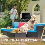 Devoko 5 Pieces Patio Furniture Sets All Weather Outdoor Sectional Patio Sofa Manual Weaving Wicker Rattan Patio Seating Sofas with Cushion and Glass Table(Beige) - image 42