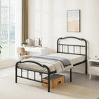 Sturdy 18-Inch High Steel Tube Iron Bed with Double Wave Headboard and Footboard - image 2