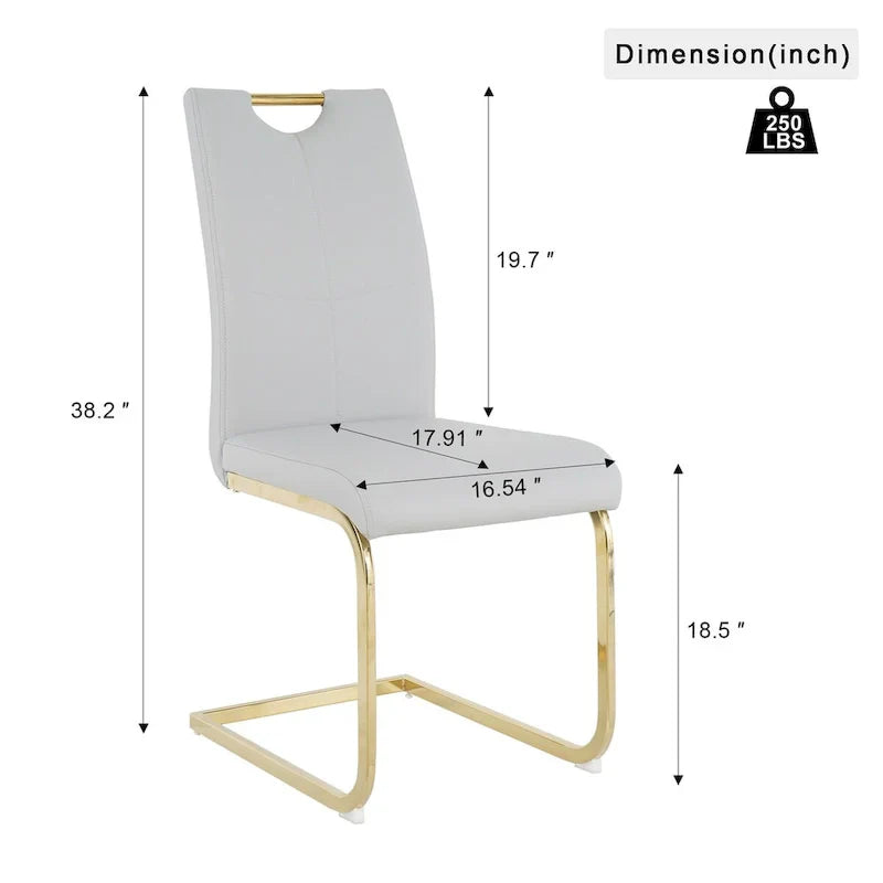 4-Piece Modern Faux Leather Dining Chair Set with Gold Metal Legs and Padded Seats - image 25