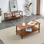 39-Inch Coffee Table with Two-Tier Design and Rubberwood Legs - image 21