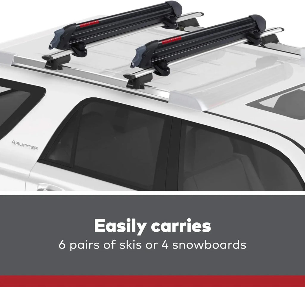 Yakima, PowderHound 6 Ski & Snowboard Mount, Fits Up to 6 Pairs of Skis or 4 Snowboards, Rides Quietly, Fits Most Roof Racks, Black - image 2