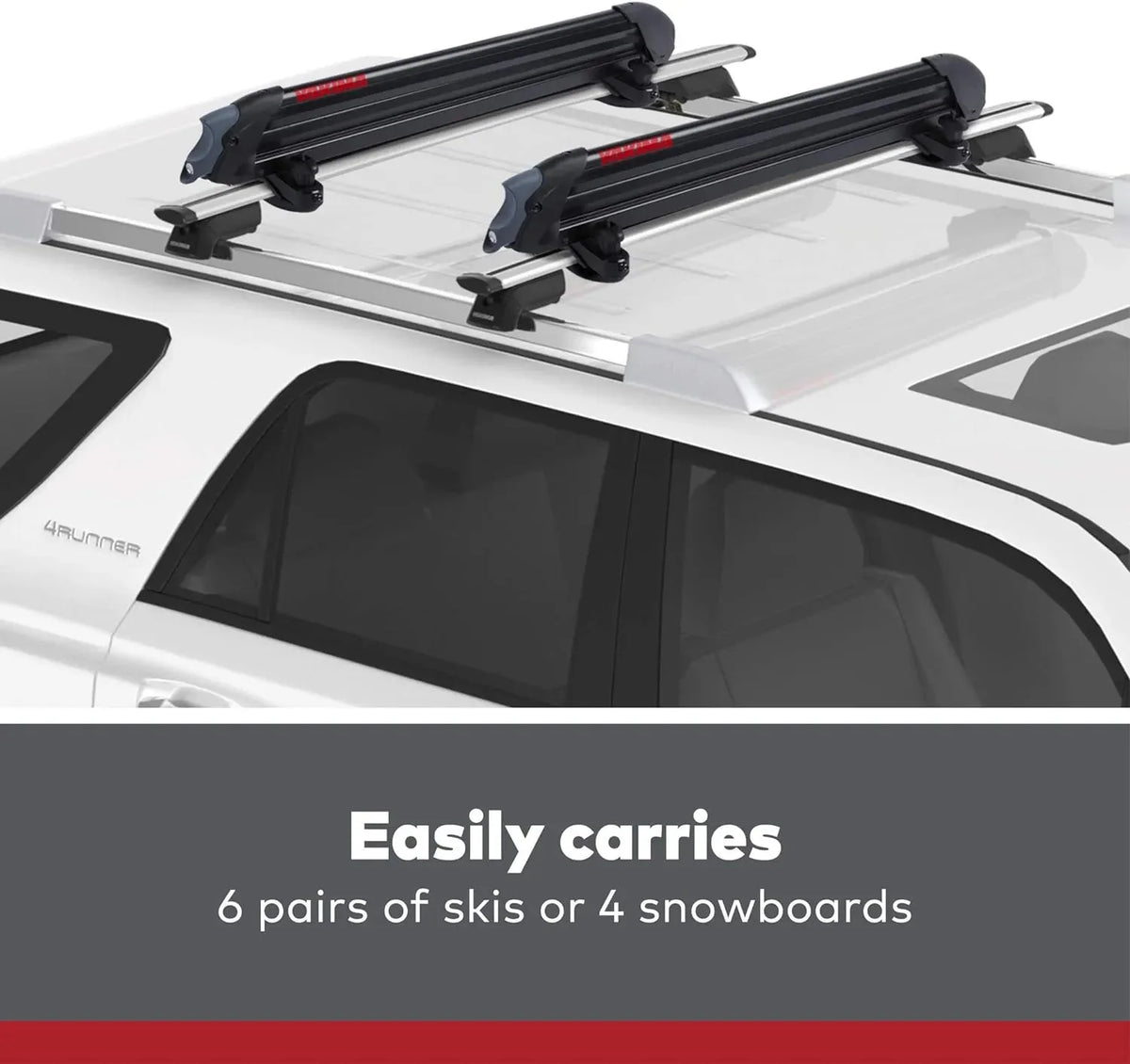 Yakima, PowderHound 6 Ski & Snowboard Mount, Fits Up to 6 Pairs of Skis or 4 Snowboards, Rides Quietly, Fits Most Roof Racks, Black - image 2