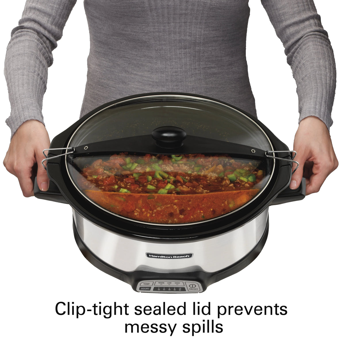 Hamilton Beach Stay or Go Programmable Slow Cooker with Party Dipper, 7 Quart Capacity, Removable Crock, Red, 33478 - image 3