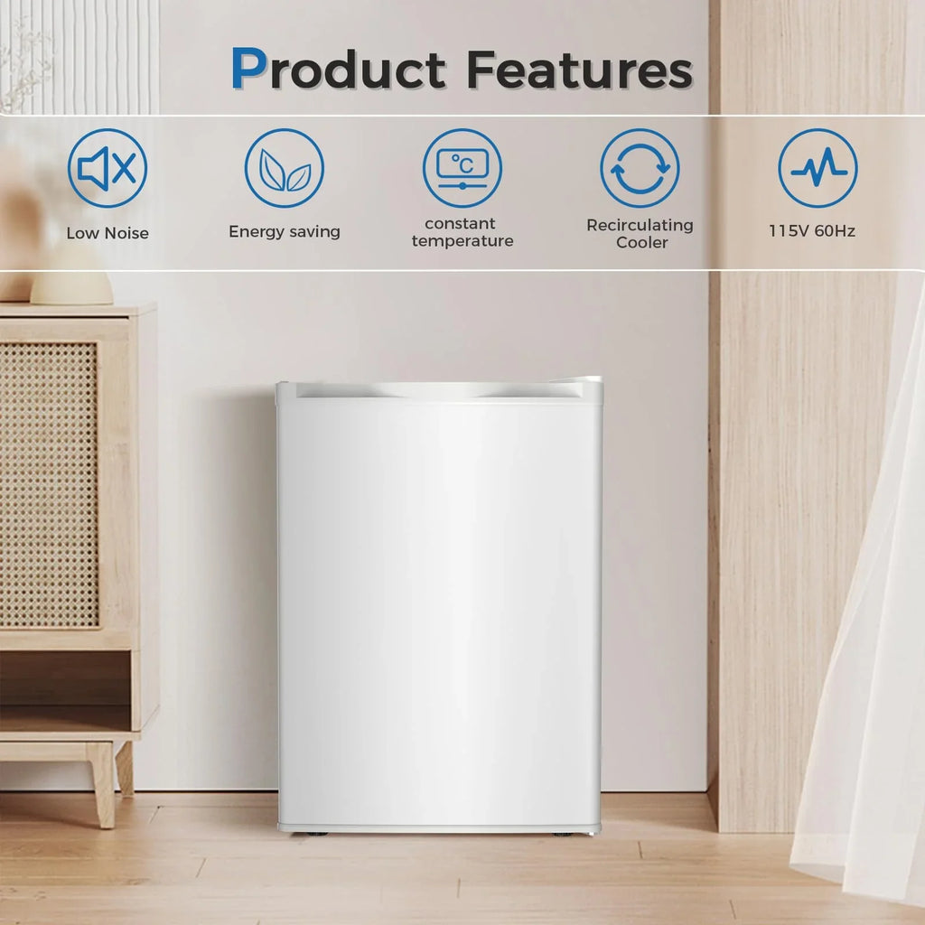 FREE VILLAGE 3.2 Cu.Ft. Mini Fridge with Freezer, Small Refrigerators with Adjustable Thermostat, Low Noise, Energy Saving, Compact Refrigerators for College Dorm, Office, Bedroom, Apartment, White - image 6