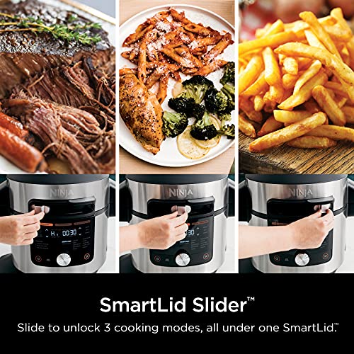 Ninja OL701 Foodi 14 in 1 SMART XL 8 Qt. Pressure Cooker Steam Fryer with SmartLid & Thermometer   Auto Steam Release, that Air Fries, Proofs & More, 3 Layer Capacity, 5 Qt. Crisp Basket, Silver/Black - image 3