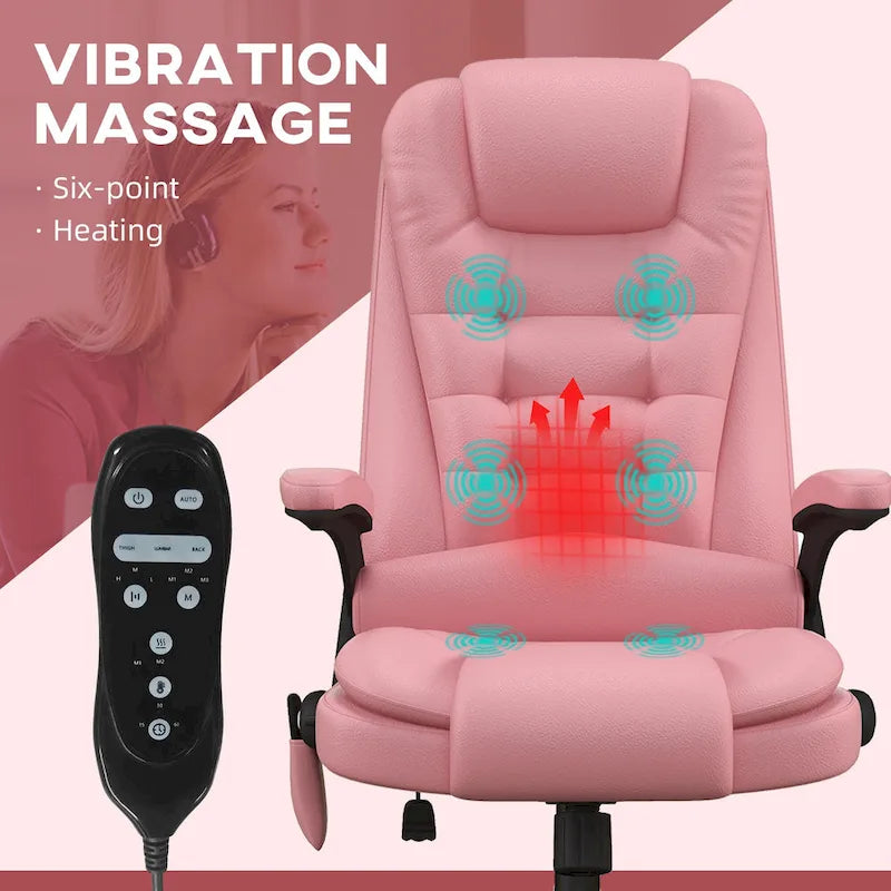 HOMCOM High Back Massage Office Chair with 6 Vibration Points and Heated Recline - PU Leather Computer Chair - image 8