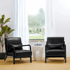 Glitzhome Set of 2 Mid-Century Modern PU Leather Accent Chairs - 30.75H with Cushions (25.75W x 33.75D) - image 7