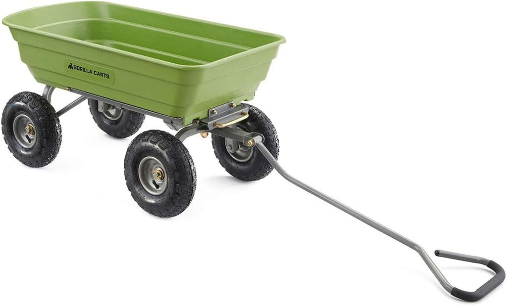 Heavy Duty Poly Utility Dump Wagon Garden Cart w/Pneumatic Tires, 6 Cu Ft - 1200 lb Capacity Outdoor Wheelbarrow for Yard, Landscaping & Gardening, Lawn Tractor or ATV Towable-Gorilla Carts - image 21
