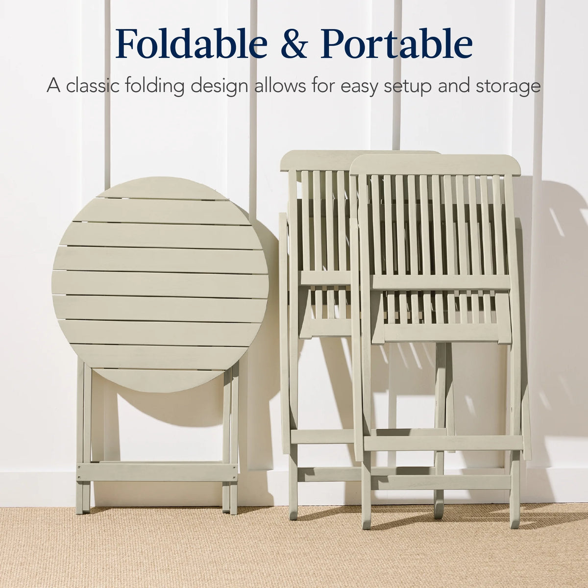 Best Choice Products 3-Piece Acacia Wood Bistro Set, Folding Patio Furniture w/ 2 Chairs, Table - Natural - image 30
