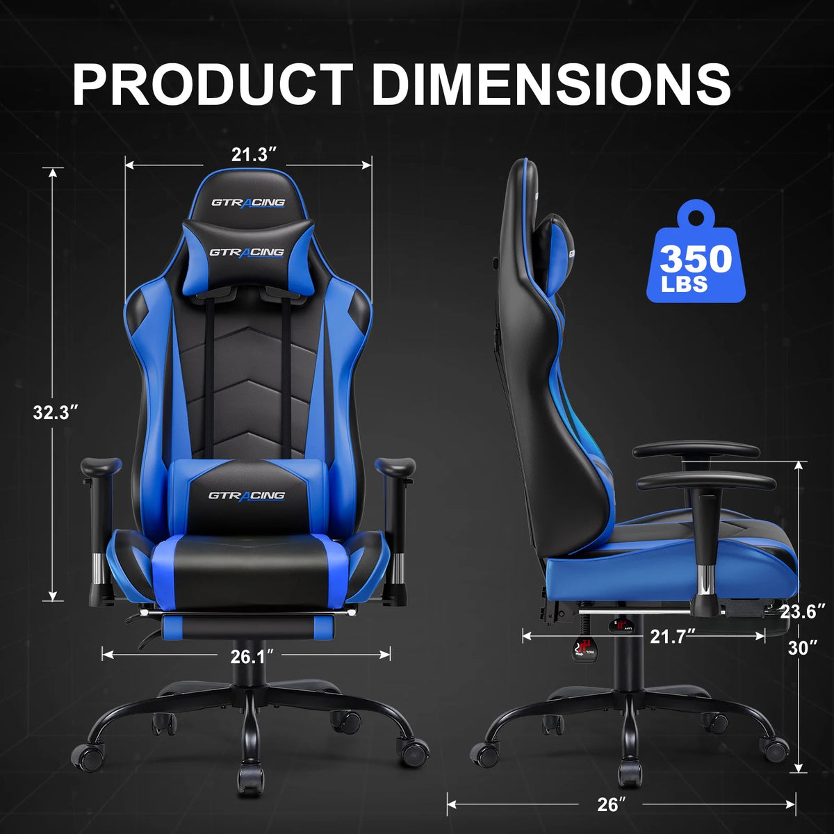 GTRACING Gaming Chair, Ergonomic Office Desk Chair with Lumbar Support, PU Leather, Footrest & Adjustable Headrest, Red - image 62